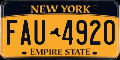 NY license plate FAU4920