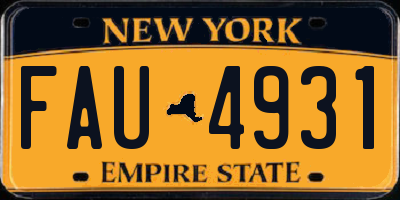 NY license plate FAU4931