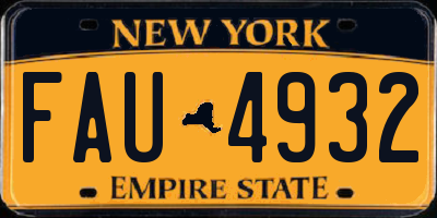 NY license plate FAU4932