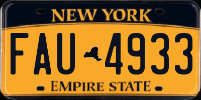 NY license plate FAU4933