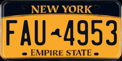 NY license plate FAU4953