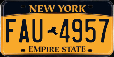 NY license plate FAU4957