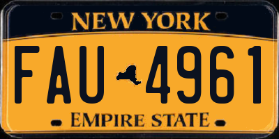 NY license plate FAU4961