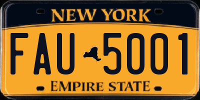 NY license plate FAU5001