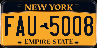 NY license plate FAU5008