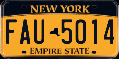 NY license plate FAU5014