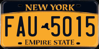 NY license plate FAU5015