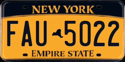 NY license plate FAU5022