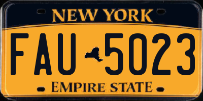 NY license plate FAU5023