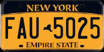NY license plate FAU5025
