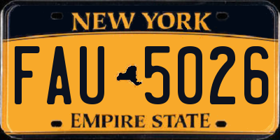 NY license plate FAU5026