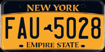 NY license plate FAU5028