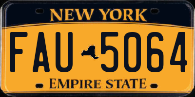 NY license plate FAU5064