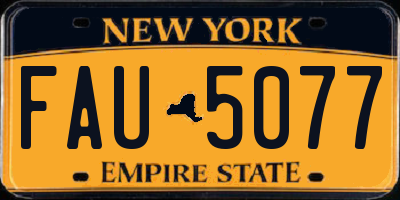 NY license plate FAU5077