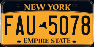 NY license plate FAU5078