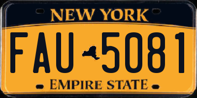 NY license plate FAU5081