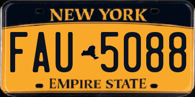 NY license plate FAU5088