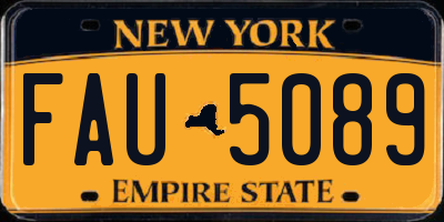 NY license plate FAU5089