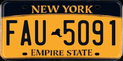 NY license plate FAU5091