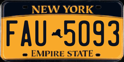 NY license plate FAU5093