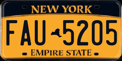NY license plate FAU5205