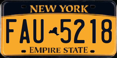 NY license plate FAU5218