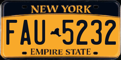 NY license plate FAU5232