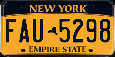 NY license plate FAU5298