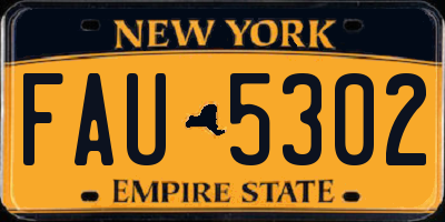 NY license plate FAU5302