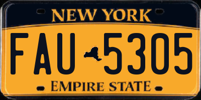 NY license plate FAU5305