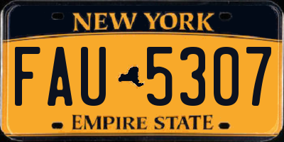 NY license plate FAU5307