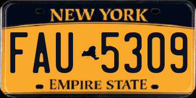 NY license plate FAU5309