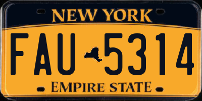 NY license plate FAU5314
