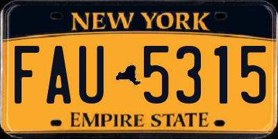 NY license plate FAU5315