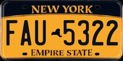 NY license plate FAU5322
