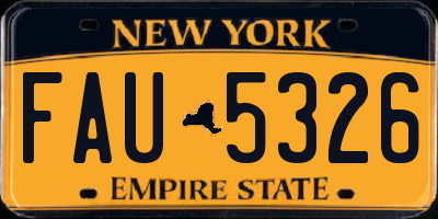 NY license plate FAU5326