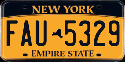 NY license plate FAU5329