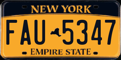 NY license plate FAU5347