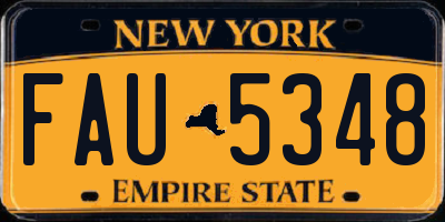 NY license plate FAU5348