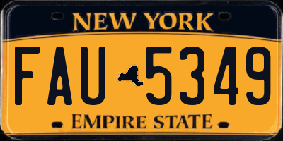 NY license plate FAU5349