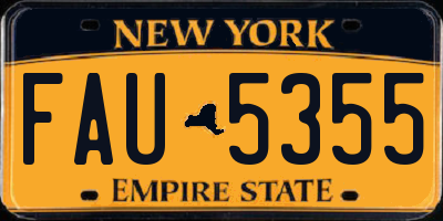 NY license plate FAU5355