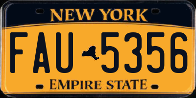 NY license plate FAU5356