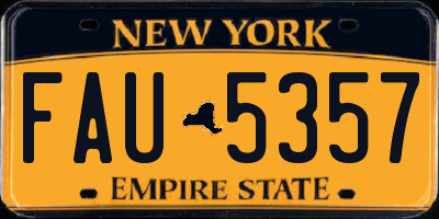 NY license plate FAU5357