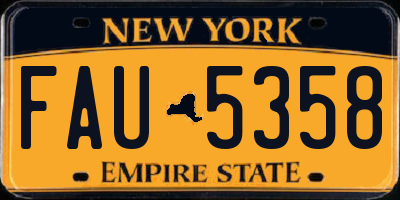NY license plate FAU5358