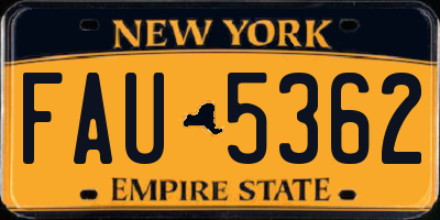NY license plate FAU5362