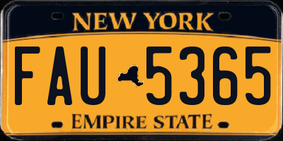 NY license plate FAU5365