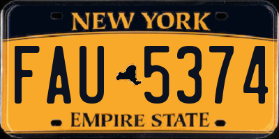 NY license plate FAU5374
