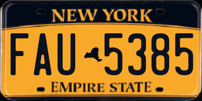 NY license plate FAU5385