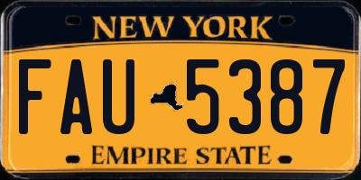 NY license plate FAU5387