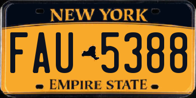 NY license plate FAU5388